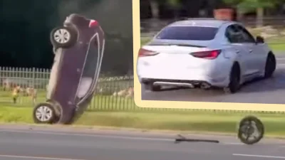 Gagal Drift, Infiniti Tabrak Honda CR-V hingga Terguling di Texas
