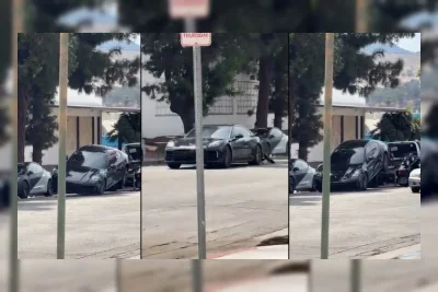 Pengemudi Porsche Panamera di California Paksa Kabur dari Derek, Bemper Belakang Terlepas